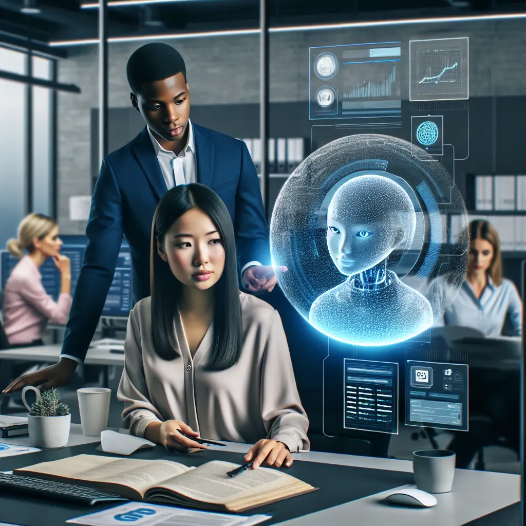 Artistic picture depicting AI and virtual assistants in the future of insurance for Agency VA and the AVA remote worker software.